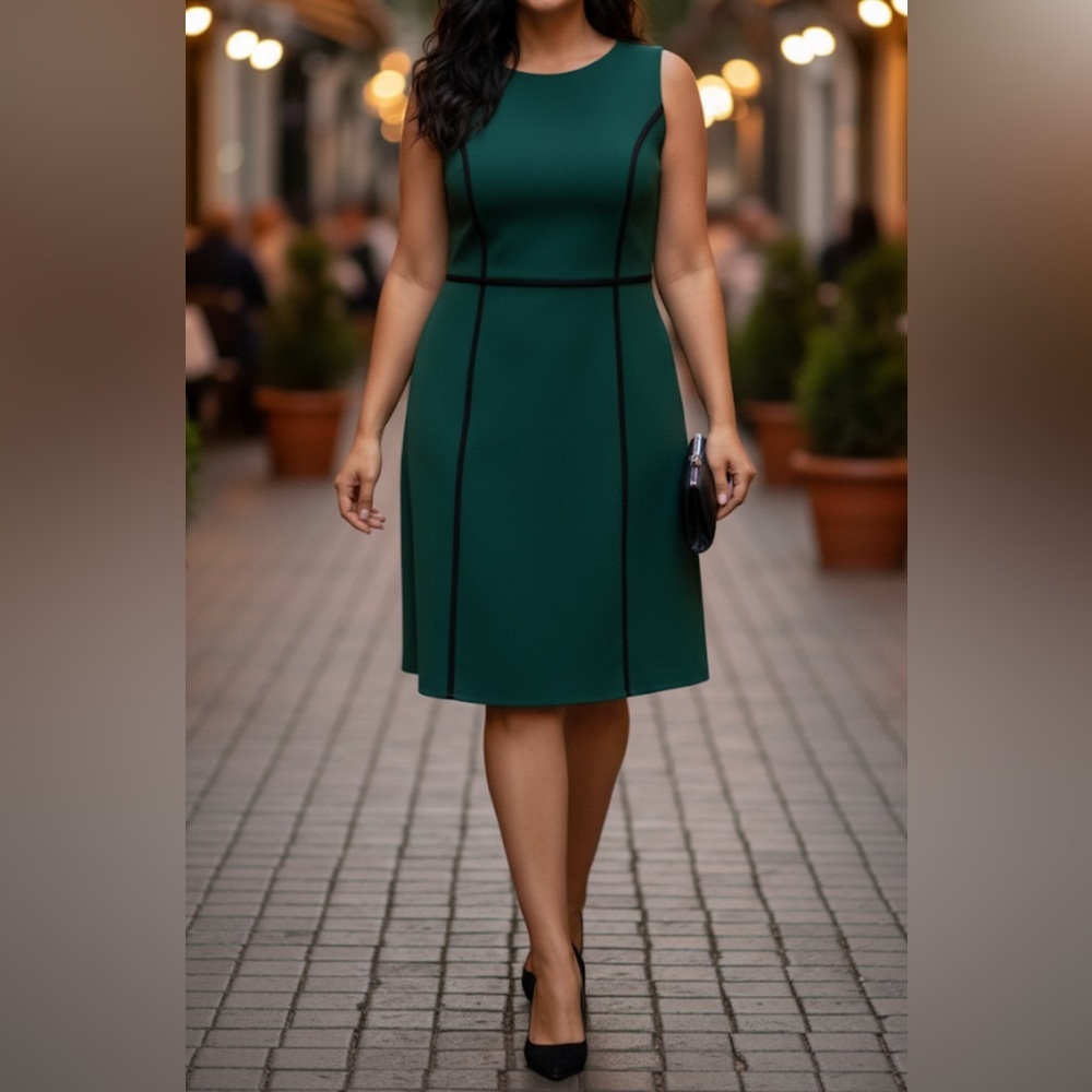 LOFT Elegant Green Sleeveless Dress - Picture 4 of 8